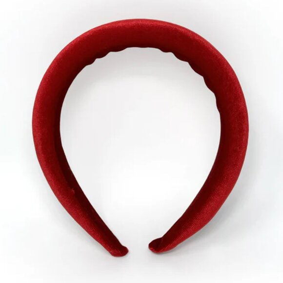 NWOT Magda Padded Red Velvet Headband - Picture 1 of 7